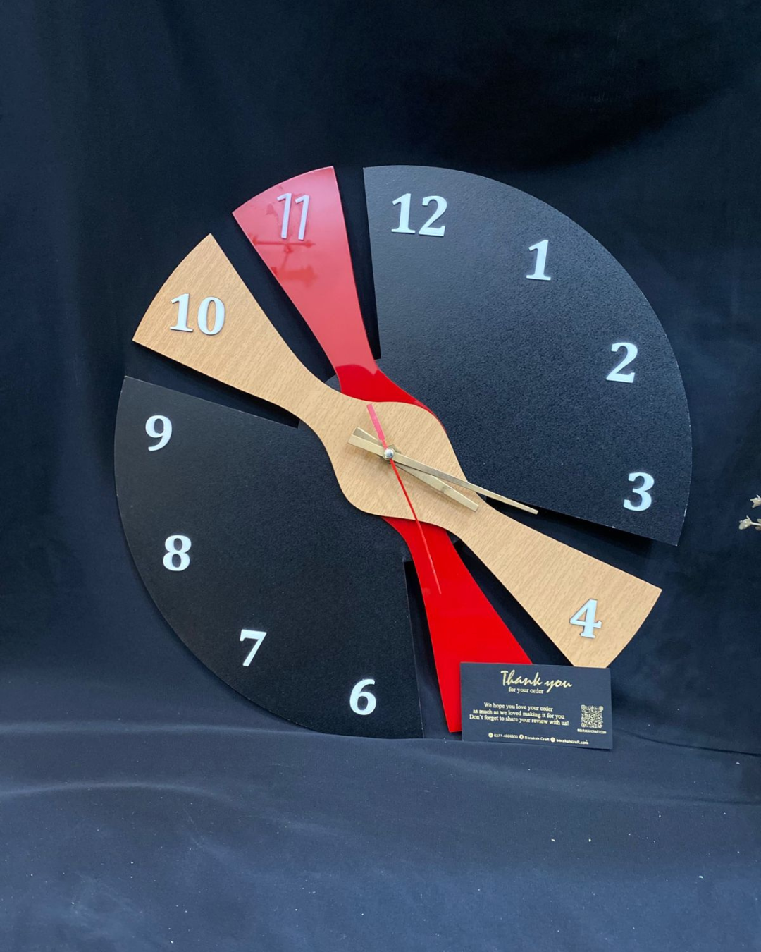 Modern Wall Clock | Irregular Split Design with Three Tone | Golden Hands | Premium Acrylic and Wooden | Home Decore