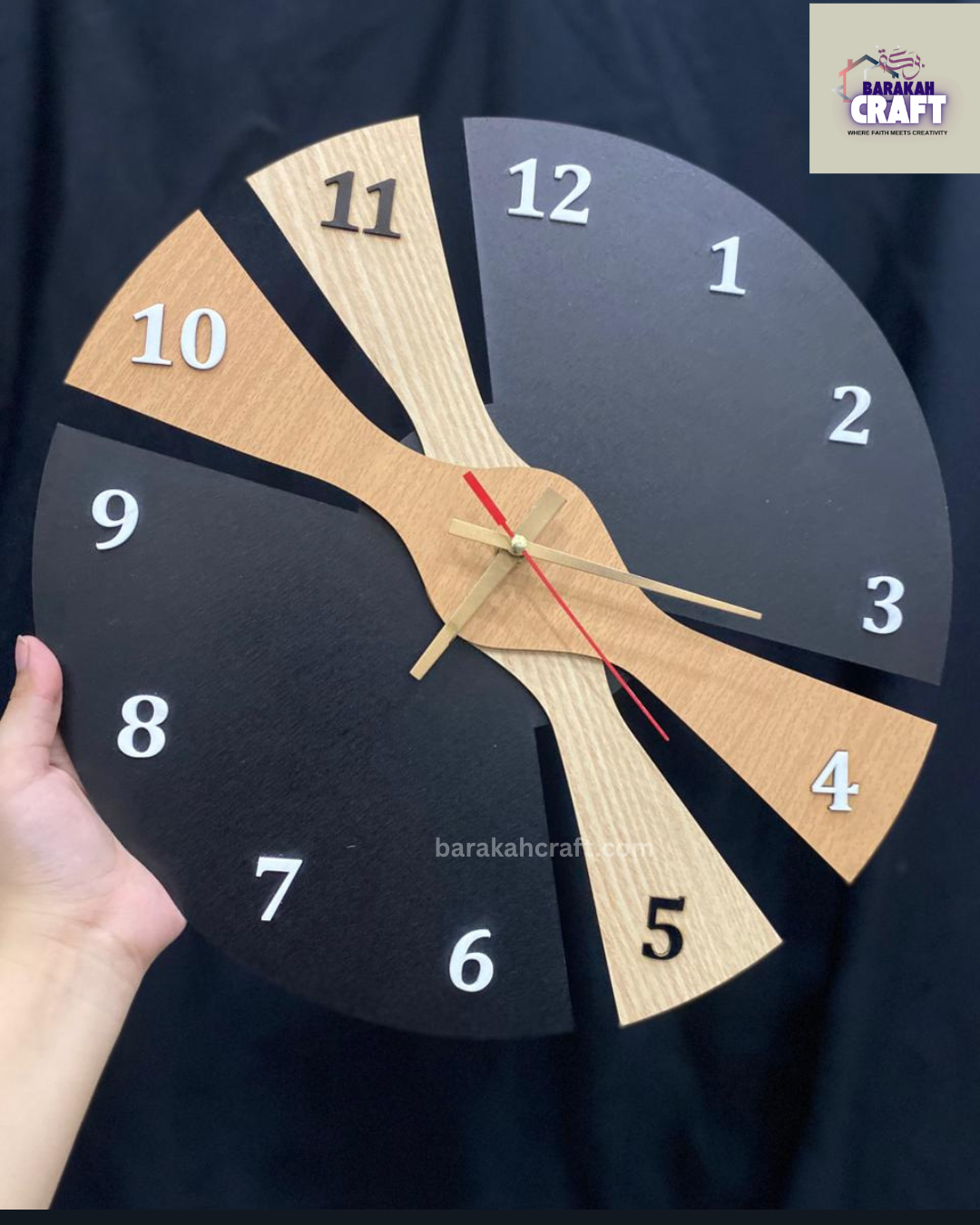 Modern Wall Clock | Irregular Split Design with Three Tone | Golden Hands | Premium Acrylic and Wooden | Home Decore
