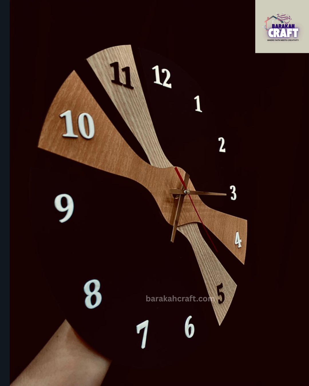 Modern Wall Clock | Irregular Split Design with Three Tone | Golden Hands | Premium Acrylic and Wooden | Home Decore