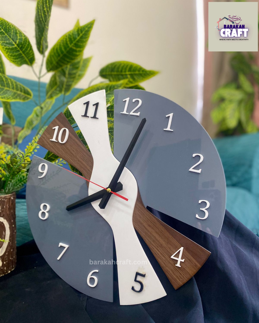 Luxury Wall Clock | Irregular Split Design with Three Tone | Premium Acrylic | Home Decore