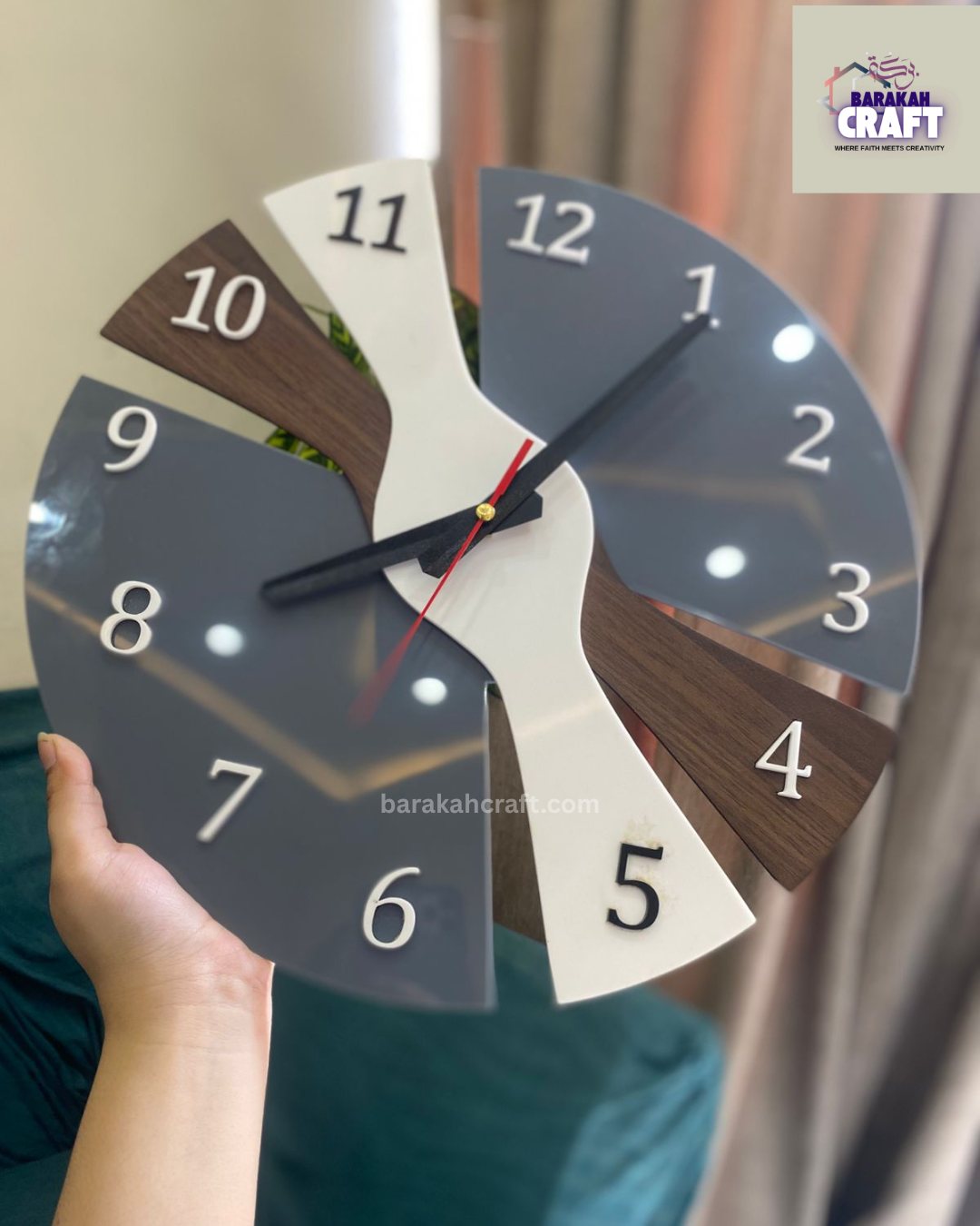 Luxury Wall Clock | Irregular Split Design with Three Tone | Premium Acrylic | Home Decore