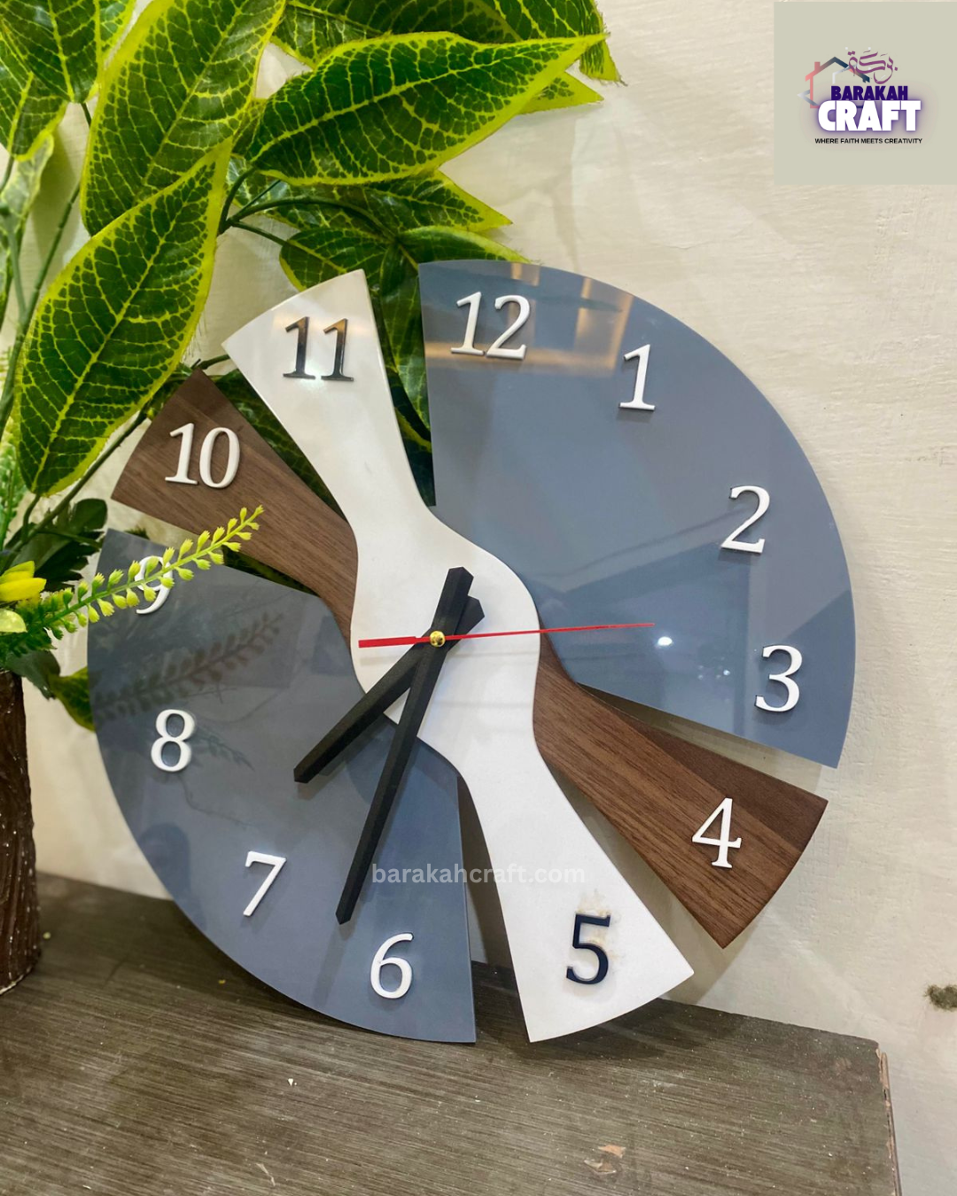 Luxury Wall Clock | Irregular Split Design with Three Tone | Premium Acrylic | Home Decore