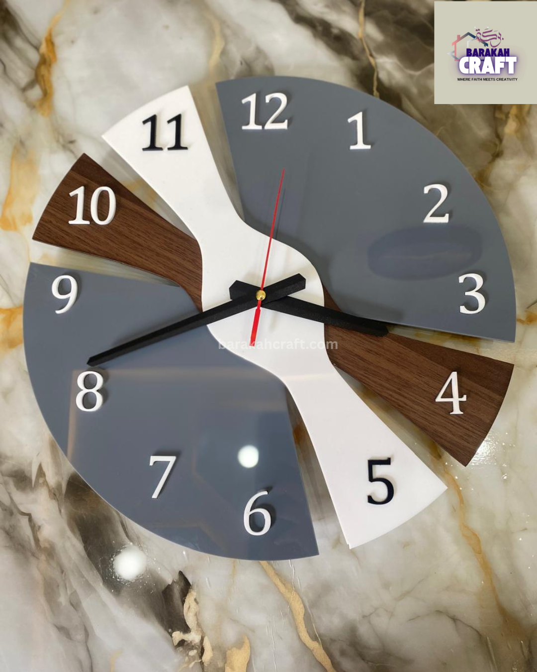 Luxury Wall Clock | Irregular Split Design with Three Tone | Premium Acrylic | Home Decore