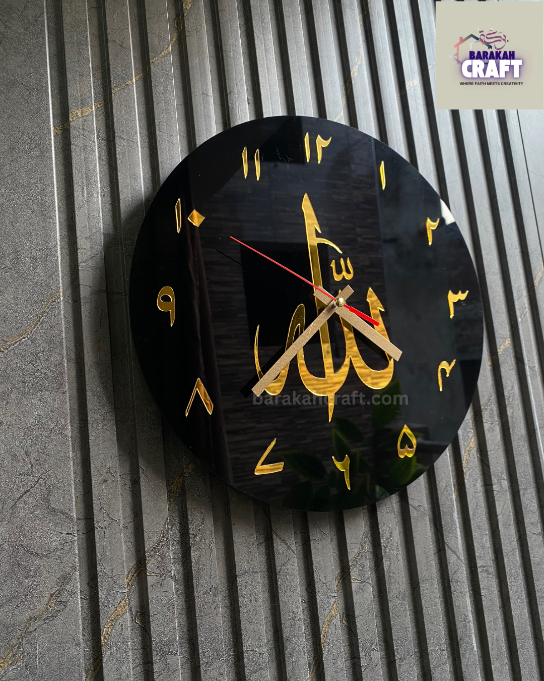 ALLAH Wall Clock Acrylic | Islamic Wall Clock Arabic Letters