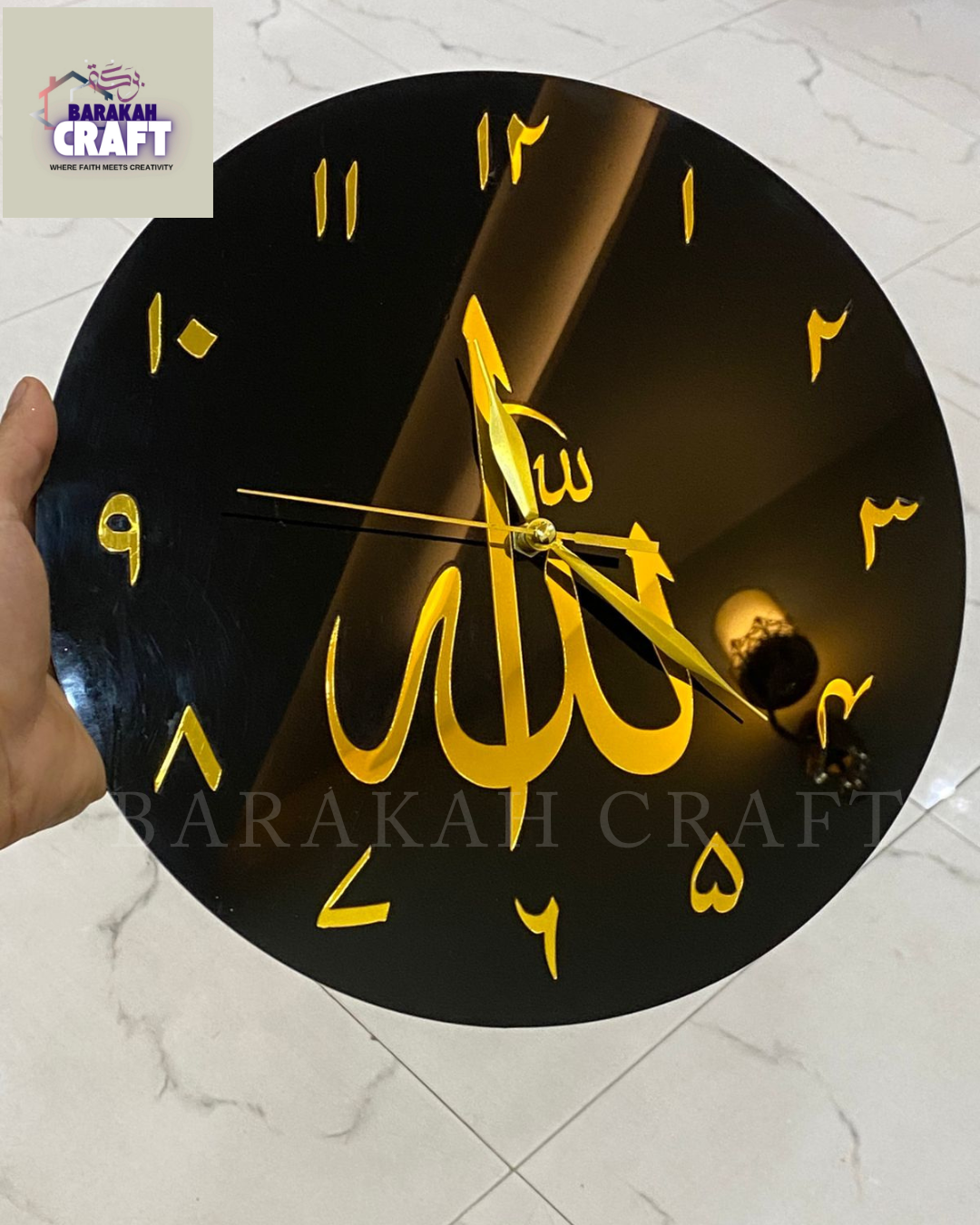 ALLAH Wall Clock Acrylic | Islamic Wall Clock Arabic Letters