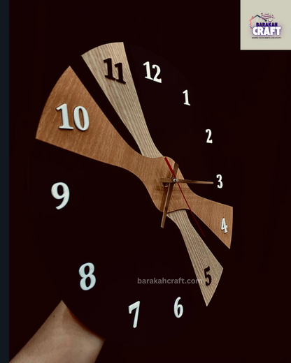 Modern Wall Clock | Irregular Split Design with Three Tone | Golden Hands | Premium Acrylic and Wooden | Home Decore