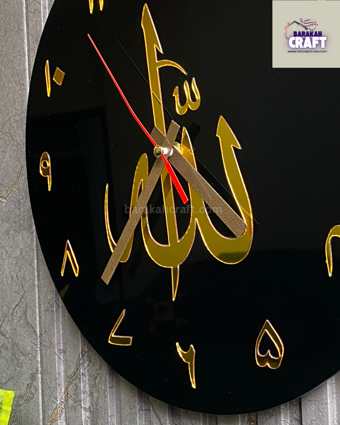 ALLAH Wall Clock Acrylic | Islamic Wall Clock Arabic Letters